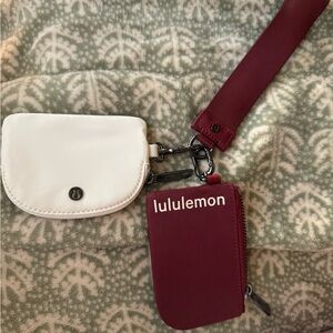 Lululemon White and Burgundy Wristlet Set